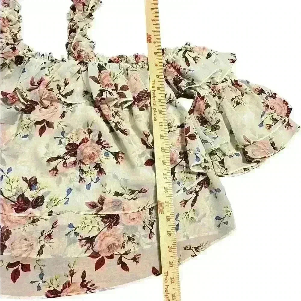 MISA Los Angeles Giselle Off The Shoulder Floral Top Tiered Ruffle Top Size XS - Picture 8 of 11
